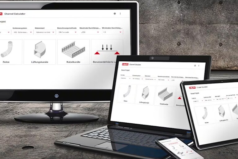 HILTI CHANNEL CALCULATOR