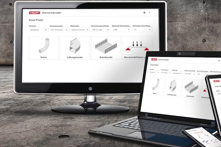 HILTI CHANNEL CALCULATOR