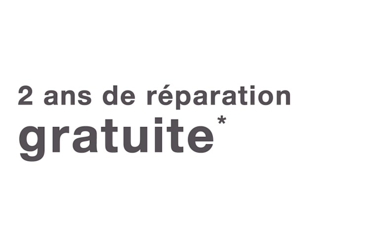 Texte : "2 ans de réparation gratuite"