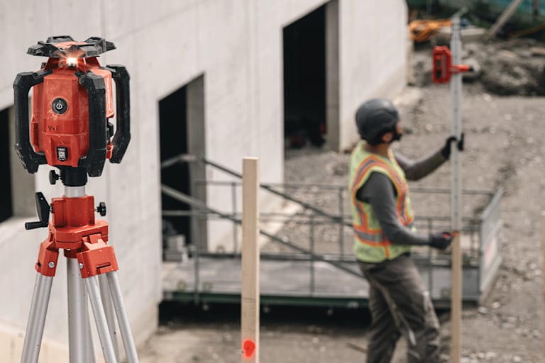 Our rotating lasers rotate to align with different orientations without you having to physically move the tool.