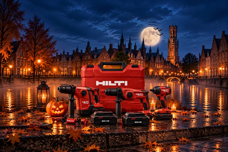 Hilti Store employee showing information on a tablet