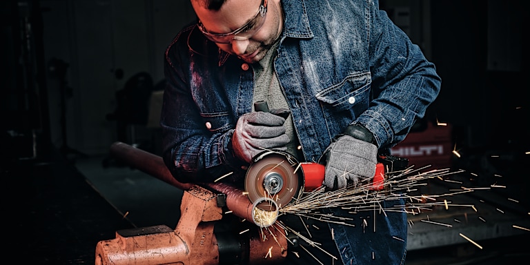 man using hilti tool