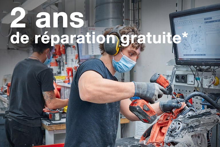 Texte : "2 ans de réparation gratuite"