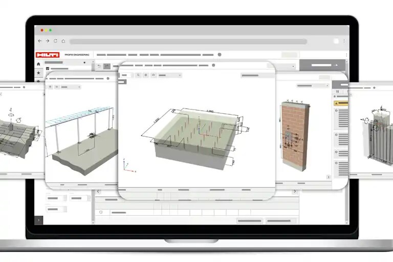 Software PROFIS da Hilti aberto num portátil