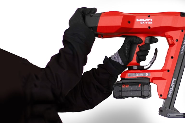 MAN USING HILTI DIRECT FASTENING TOOL