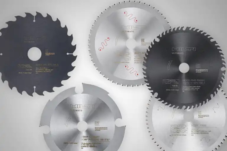 Picture of three circular saw blades for website editorial inserts page