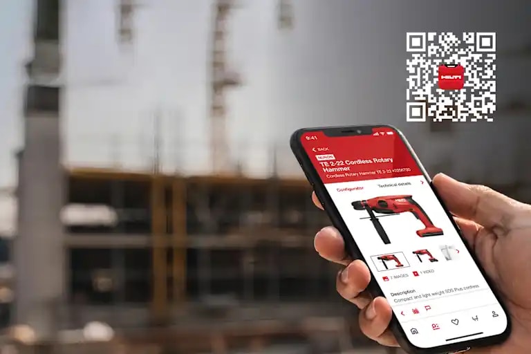 Scarica l’App Hilti, inserisci l'eVoucher APP100 e risparmia 100€ su ordini da almeno 200€.