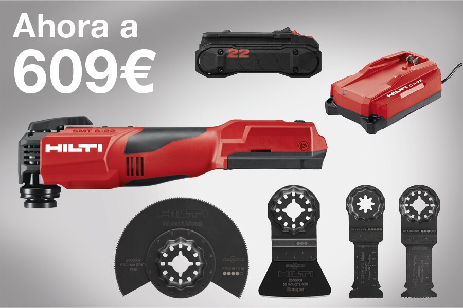 Herramienta multiusos de oscilación SMT6 + Cargador C 4-22 Nuron + Batería B 22-55 + Accesorios