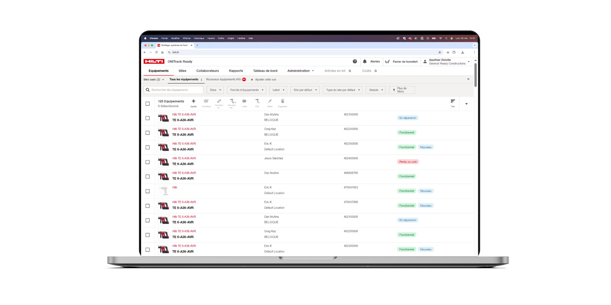 Mock up logiciel hilti 