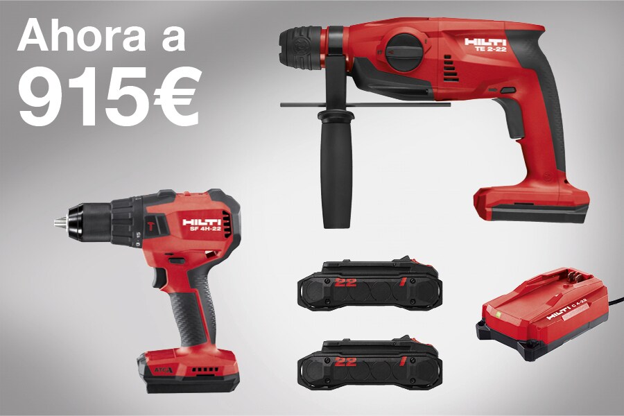 Martillo perforador TE 2-22, atornilladora taladro con percusión SF 4H-22, 2 batería Nuron B 22-55, 1 Cargador C 4-22 Nuron