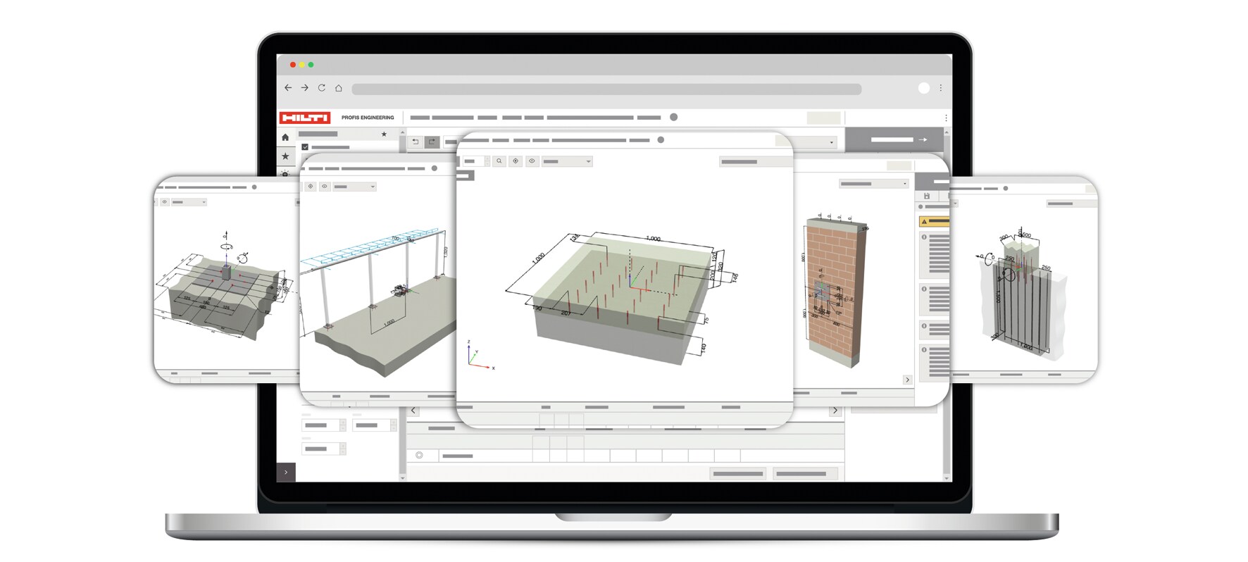Software PROFIS da Hilti aberto num portátil
