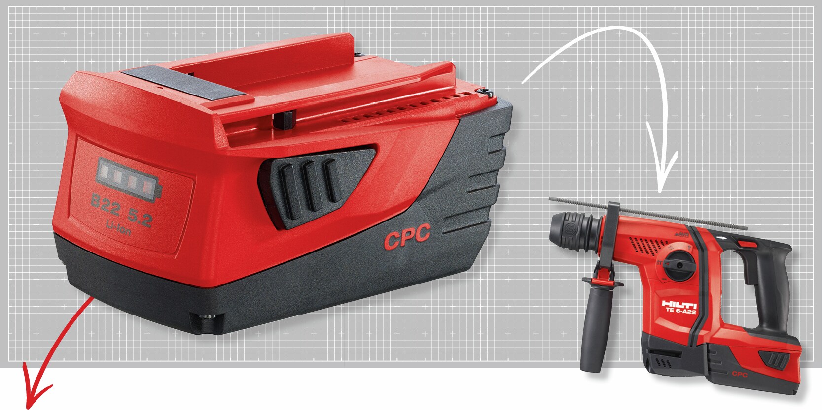 Hilit's highest performing, longest lasting 22V battery enabling heavy-duty applications. 