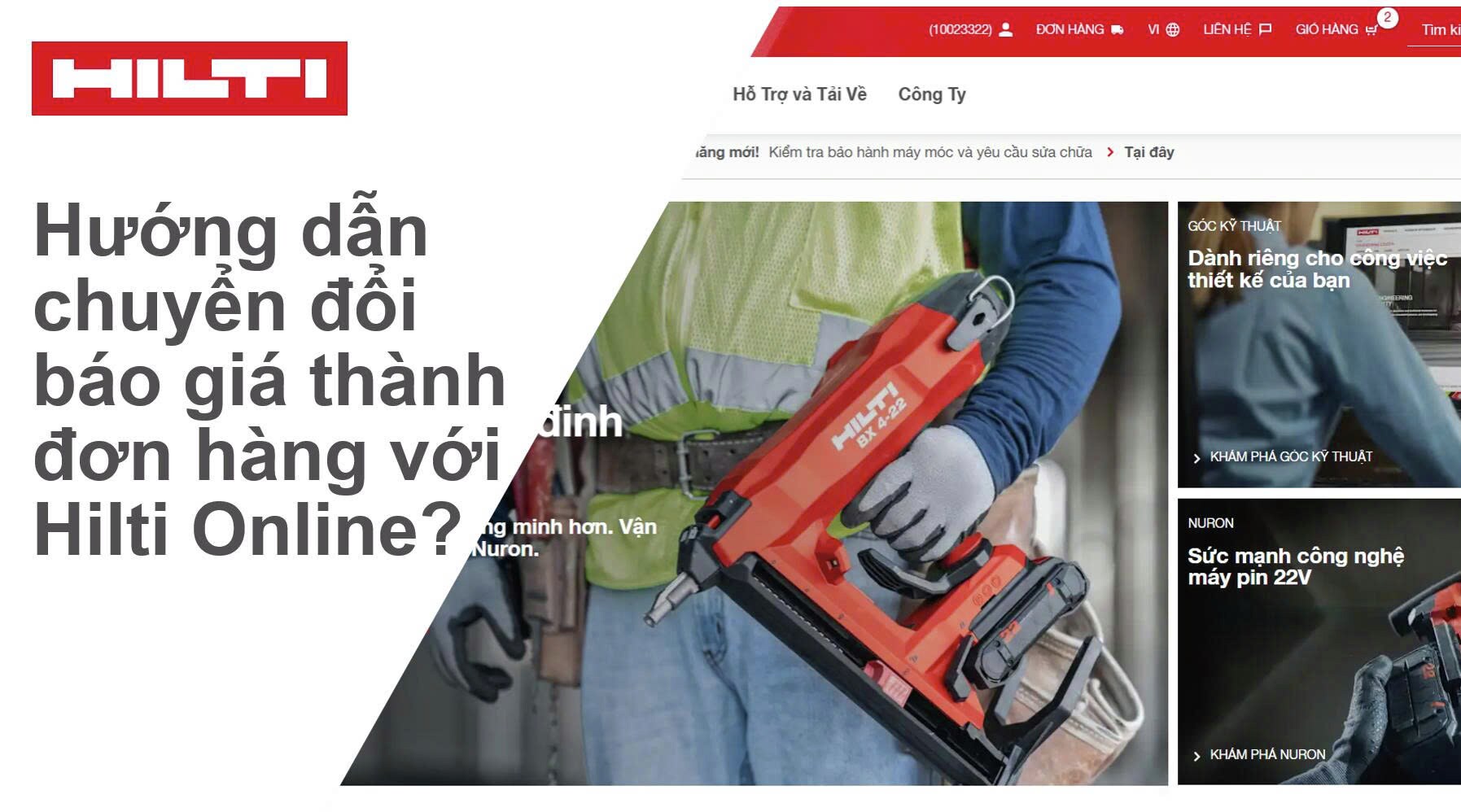 Cách chuyển đổi báo giá thành đơn hàng trên Hilti Online