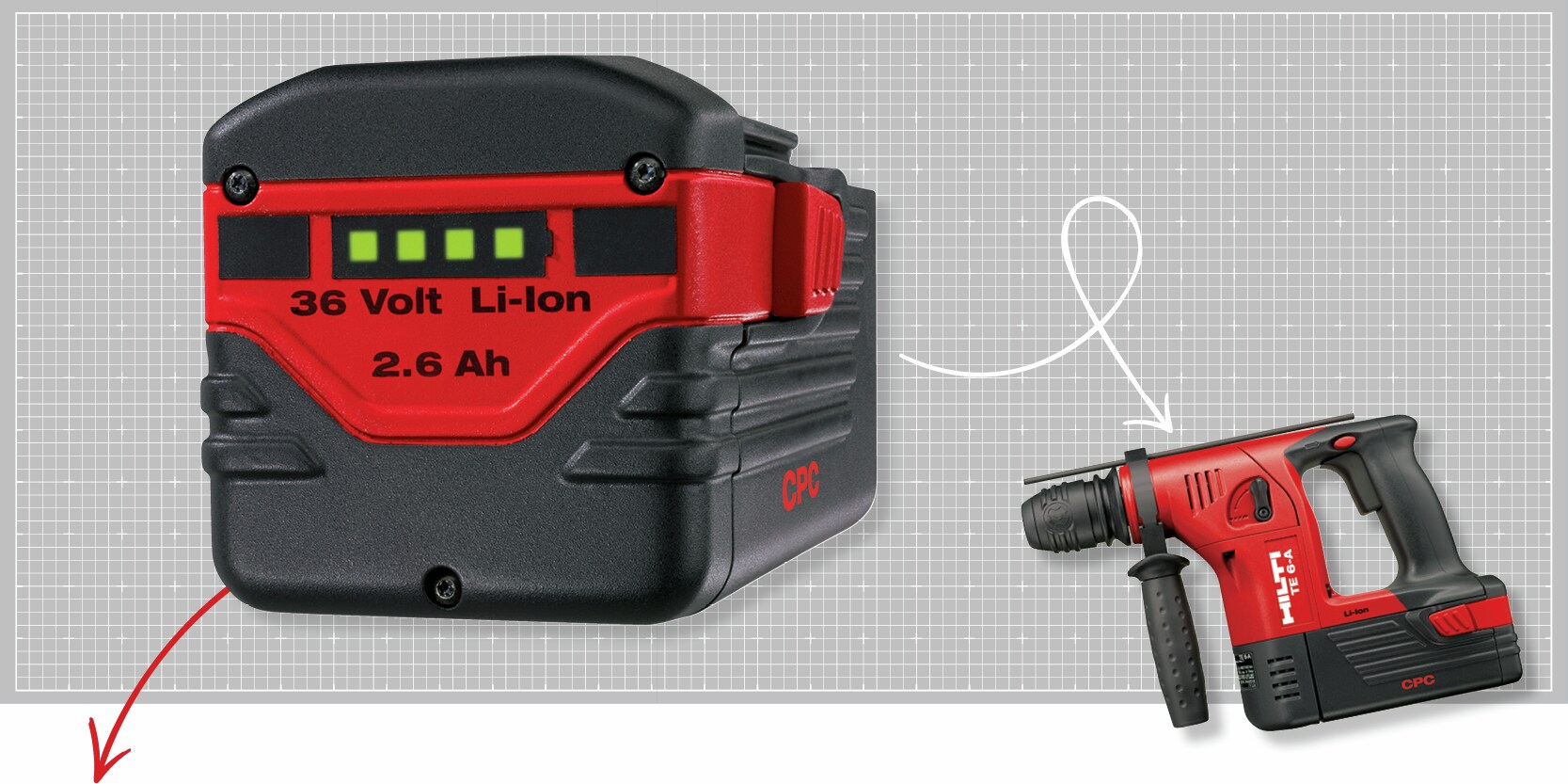 Hilti's first 36V lithium-ion (Li-ion) battery for the TE 6-A. 