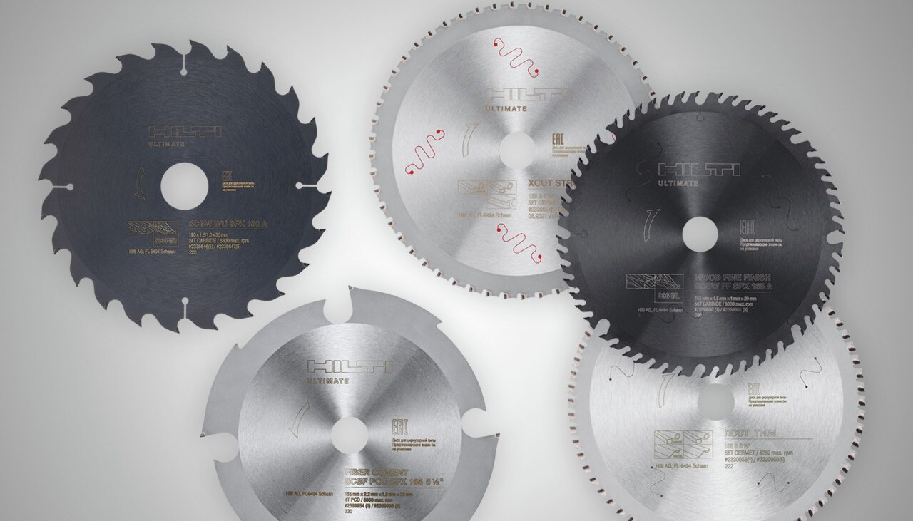 Picture of three circular saw blades for website editorial inserts page
