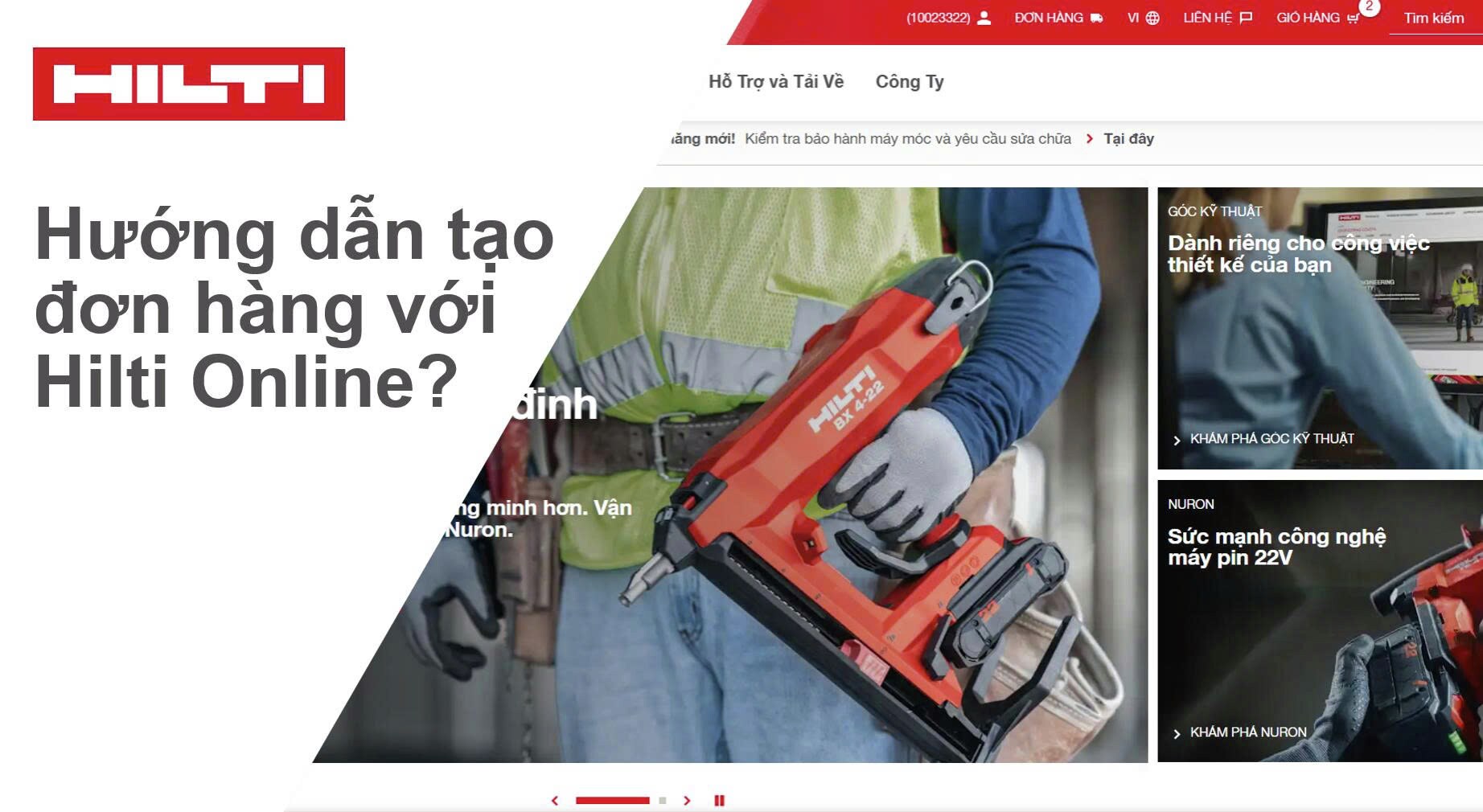 Cách tạo đơn hàng trên Hilti Online