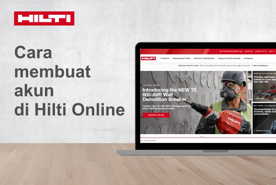 Membuat akun di Hilti Online